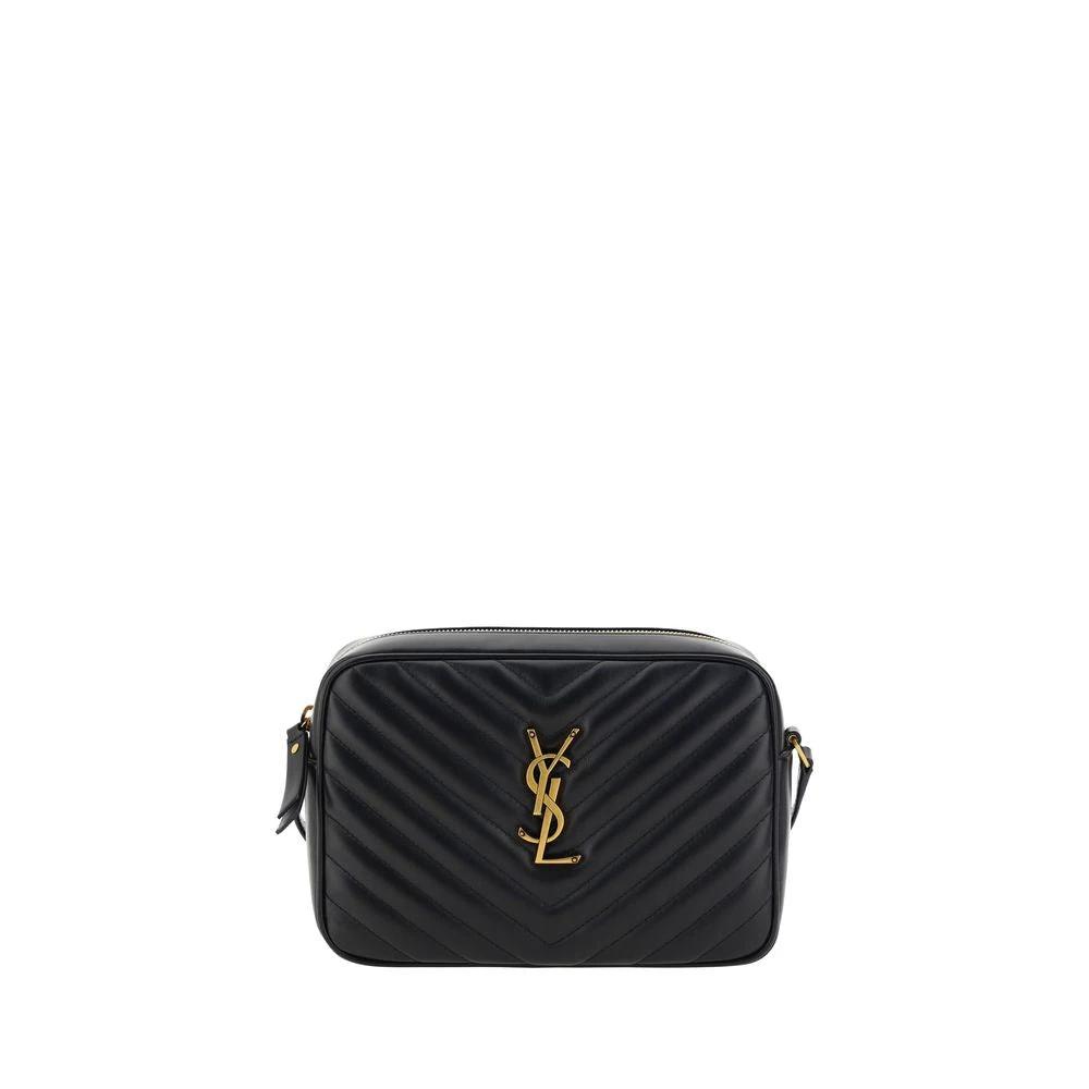 Saint Laurent Schwarze Bos Taurus Kalbsleder Schultertasche by Saint Laurent