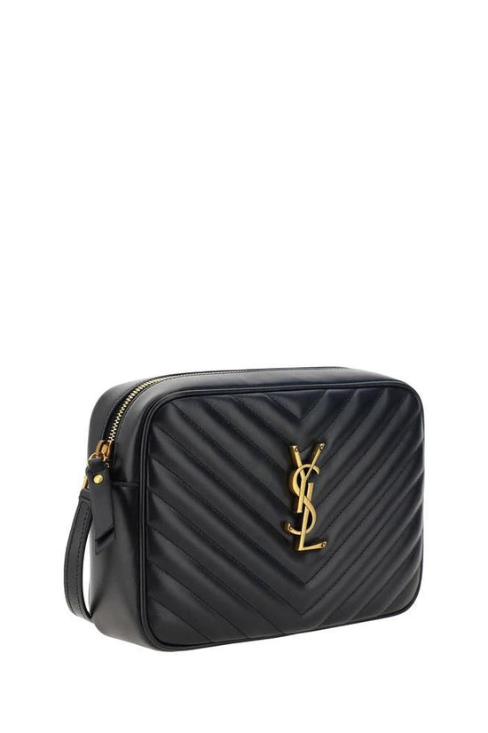 Saint Laurent Schwarze Bos Taurus Kalbsleder Schultertasche by Saint Laurent