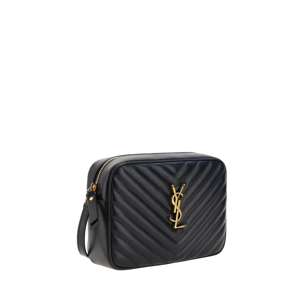 Saint Laurent Schwarze Bos Taurus Kalbsleder Schultertasche by Saint Laurent