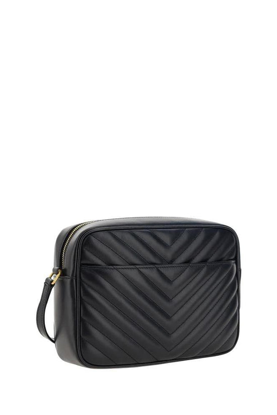 Saint Laurent Schwarze Bos Taurus Kalbsleder Schultertasche by Saint Laurent