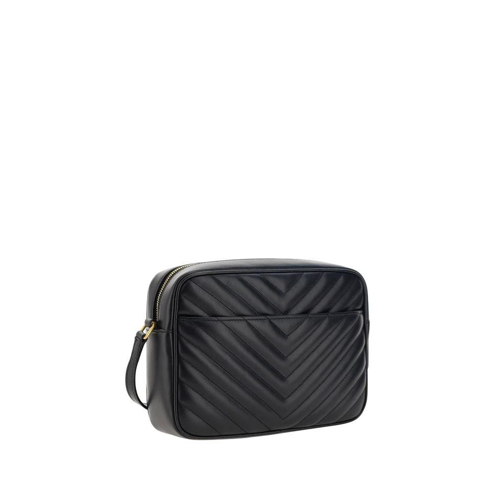 Saint Laurent Schwarze Bos Taurus Kalbsleder Schultertasche by Saint Laurent