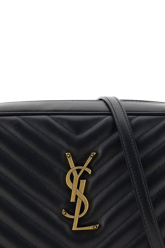 Saint Laurent Schwarze Bos Taurus Kalbsleder Schultertasche by Saint Laurent