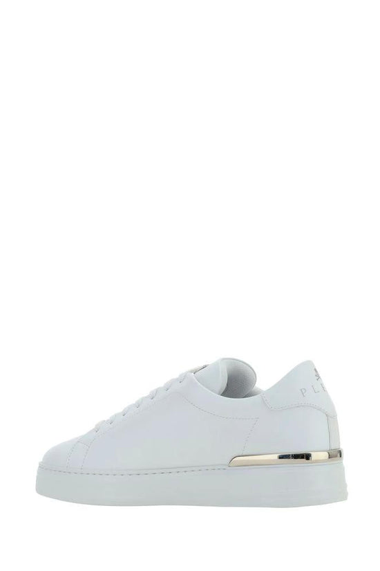 Philipp Plein Weiße Bos Taurus Kalbsleder Low-Top-Sneaker by Philipp Plein