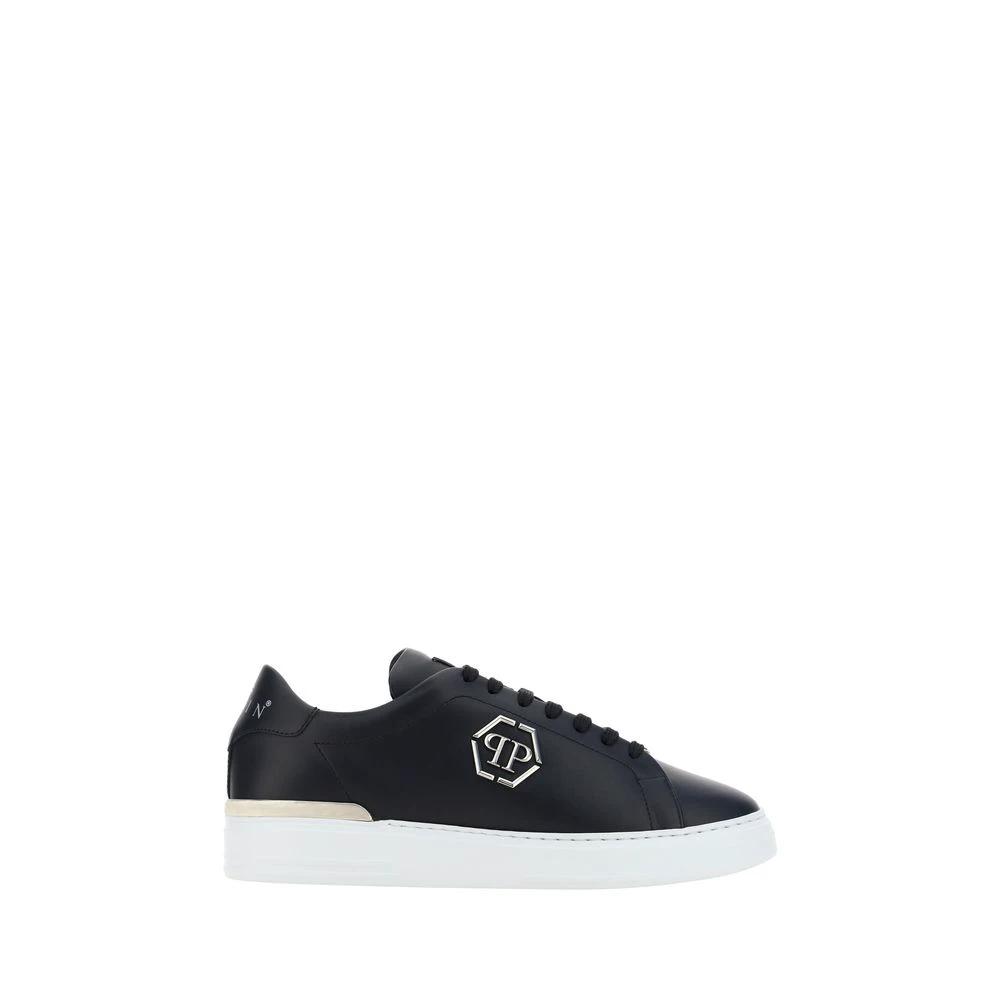 Philipp Plein Schwarze Bos Taurus Kalbsleder Low-Top-Sneaker by Philipp Plein