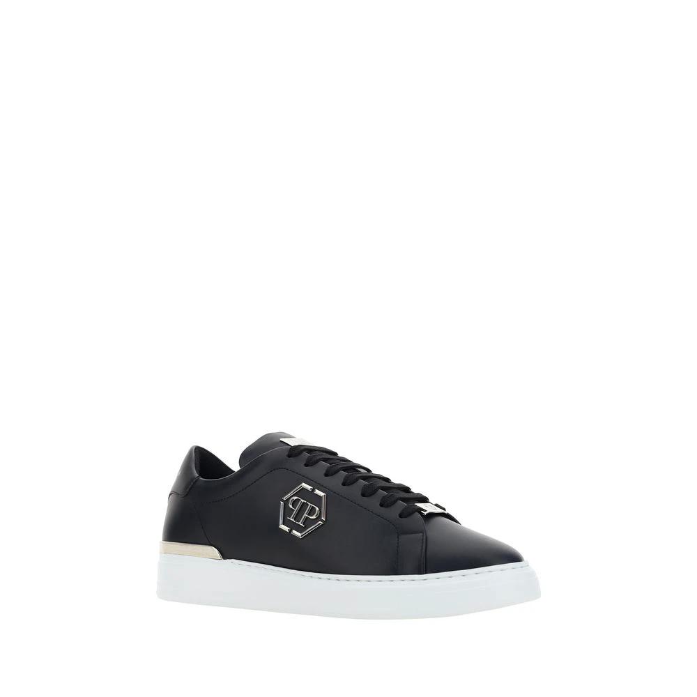 Philipp Plein Schwarze Bos Taurus Kalbsleder Low-Top-Sneaker by Philipp Plein