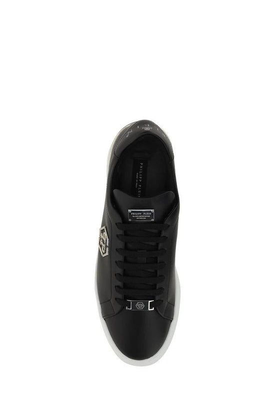 Philipp Plein Schwarze Bos Taurus Kalbsleder Low-Top-Sneaker by Philipp Plein