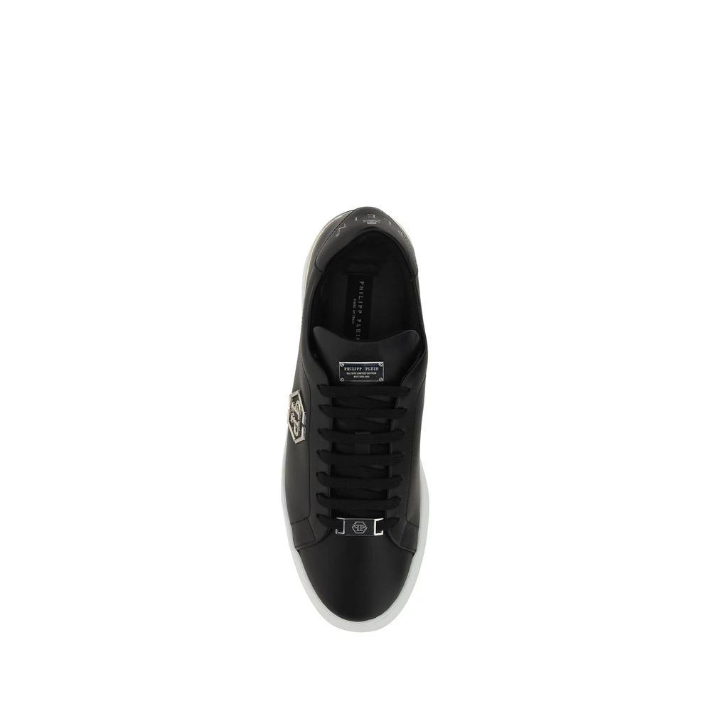 Philipp Plein Schwarze Bos Taurus Kalbsleder Low-Top-Sneaker by Philipp Plein