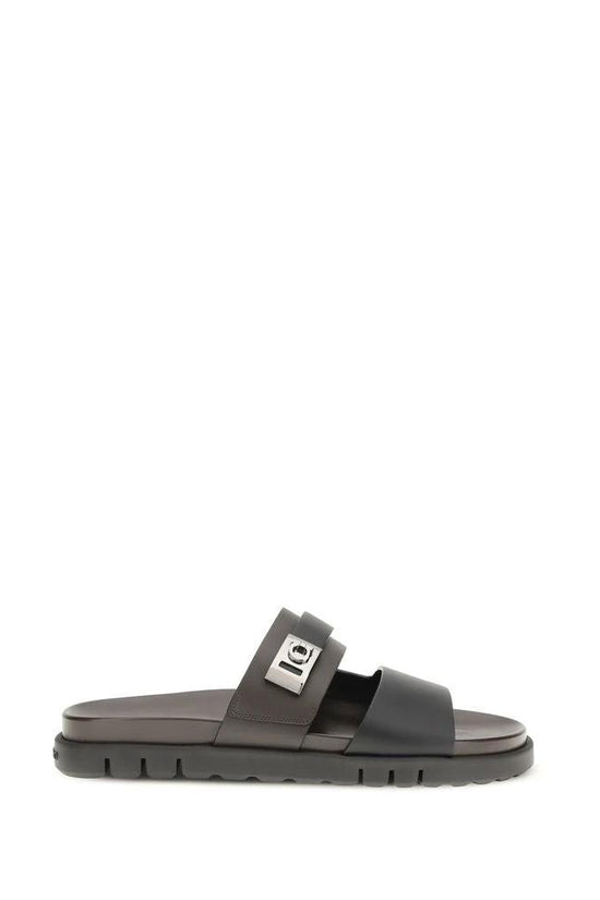 Ferragamo Schwarze Bos Taurus Kalbsleder-Sandalen by Ferragamo