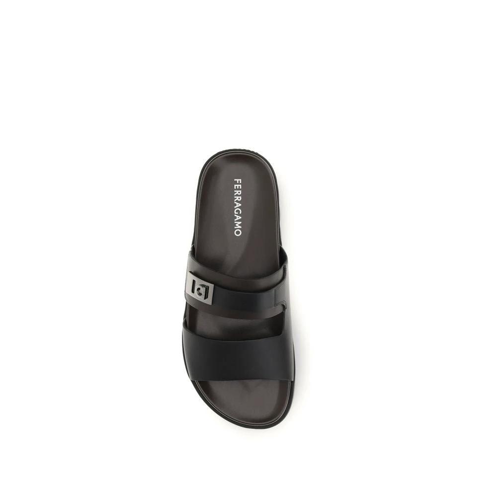 Ferragamo Schwarze Bos Taurus Kalbsleder-Sandalen by Ferragamo