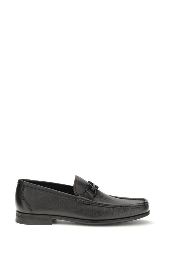 Ferragamo Schwarze Kalbsleder Bos Taurus Slipper-Loafer by Ferragamo