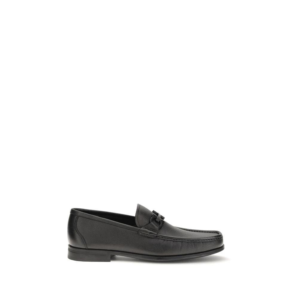 Ferragamo Schwarze Kalbsleder Bos Taurus Slipper-Loafer by Ferragamo