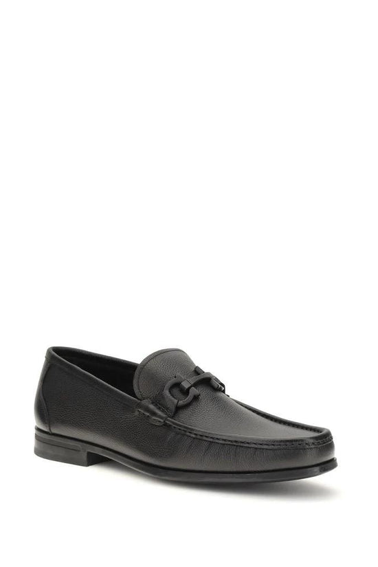 Ferragamo Schwarze Kalbsleder Bos Taurus Slipper-Loafer by Ferragamo