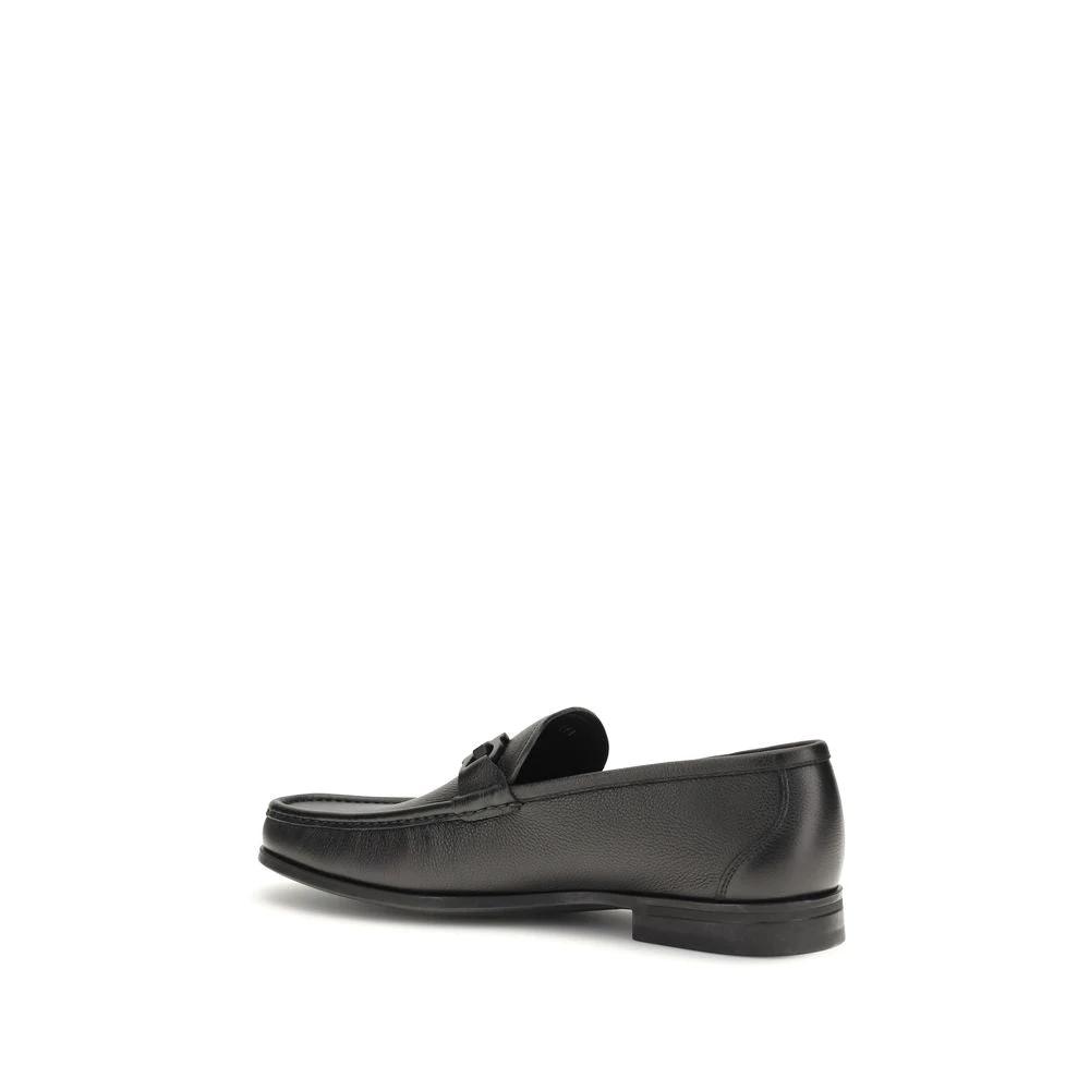 Ferragamo Schwarze Kalbsleder Bos Taurus Slipper-Loafer by Ferragamo