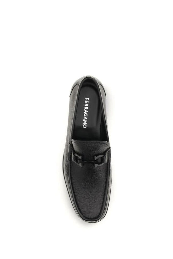 Ferragamo Schwarze Kalbsleder Bos Taurus Slipper-Loafer by Ferragamo