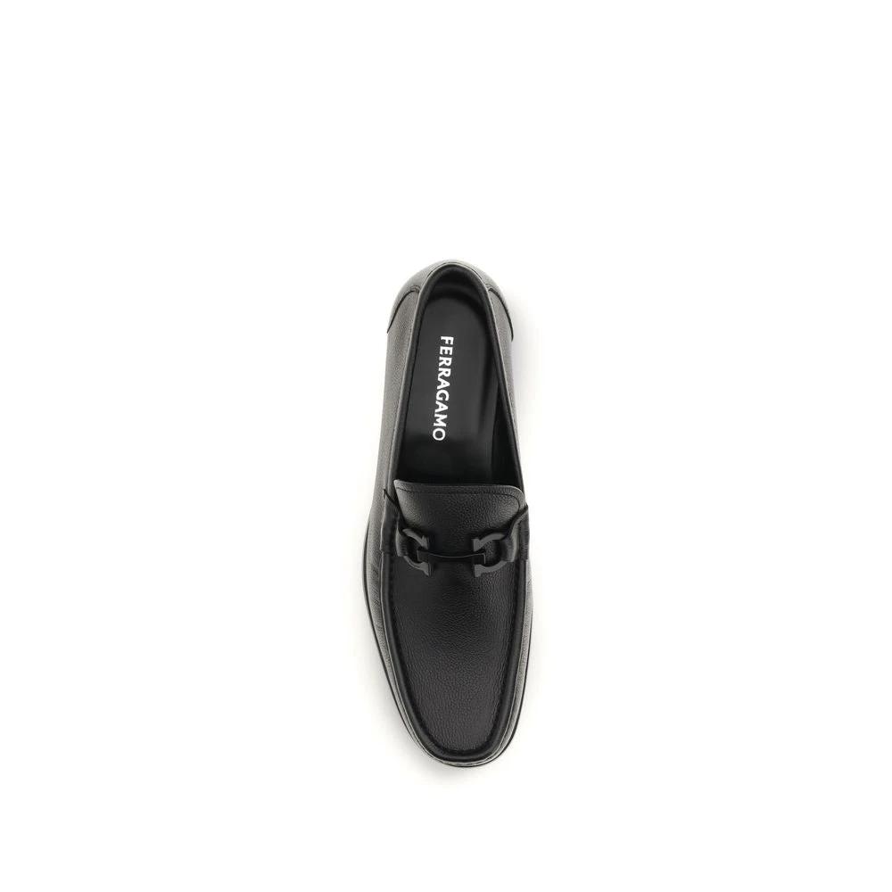 Ferragamo Schwarze Kalbsleder Bos Taurus Slipper-Loafer by Ferragamo