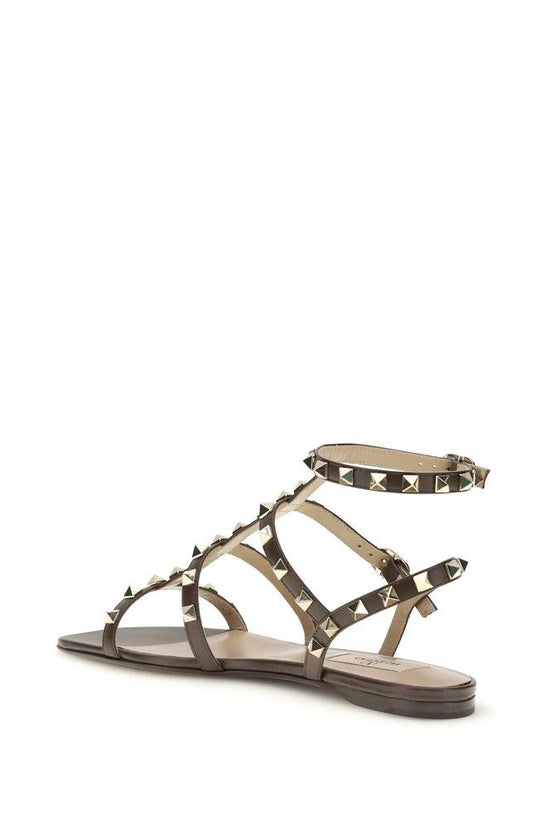 Valentino Garavani Braune Bos Taurus Kalbsleder-Sandalen mit Riemen by Valentino Garavani