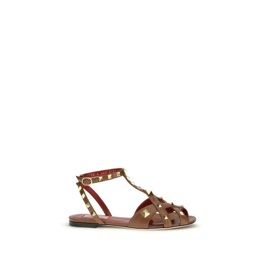 Valentino Garavani Braune Sandalen aus Ziegenleder mit Riemenverschluss by Valentino Garavani