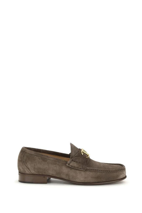 Valentino Garavani Braune Kalbsleder Bos Taurus Loafer zum Hineinschlüpfen by Valentino Garavani