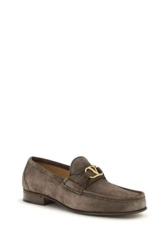 Valentino Garavani Braune Kalbsleder Bos Taurus Loafer zum Hineinschlüpfen by Valentino Garavani