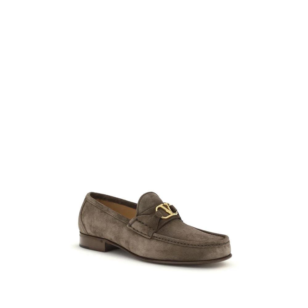 Valentino Garavani Braune Kalbsleder Bos Taurus Loafer zum Hineinschlüpfen by Valentino Garavani