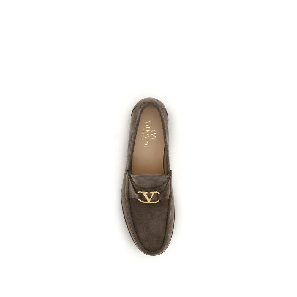 Valentino Garavani Braune Kalbsleder Bos Taurus Loafer zum Hineinschlüpfen by Valentino Garavani