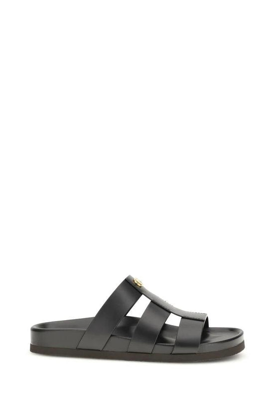 Valentino Garavani Schwarze Bos Taurus Kalbsleder-Sandalen by Valentino Garavani