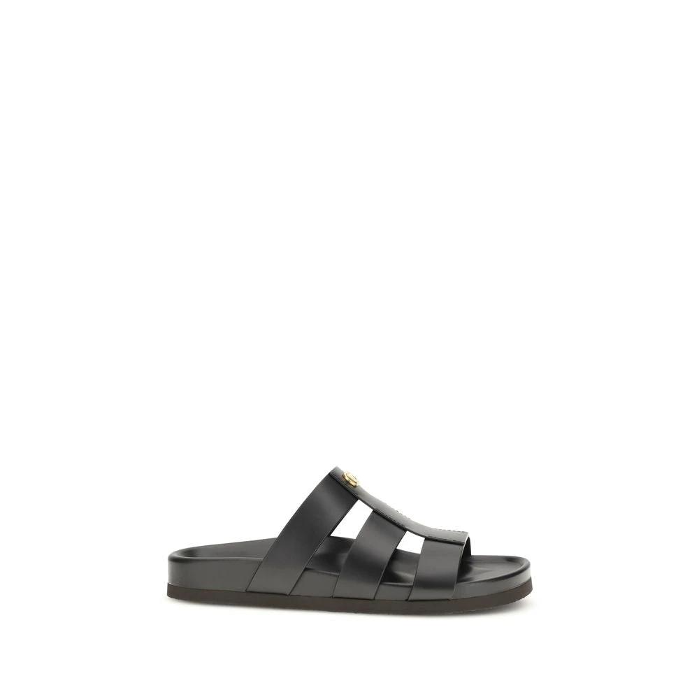 Valentino Garavani Schwarze Bos Taurus Kalbsleder-Sandalen by Valentino Garavani