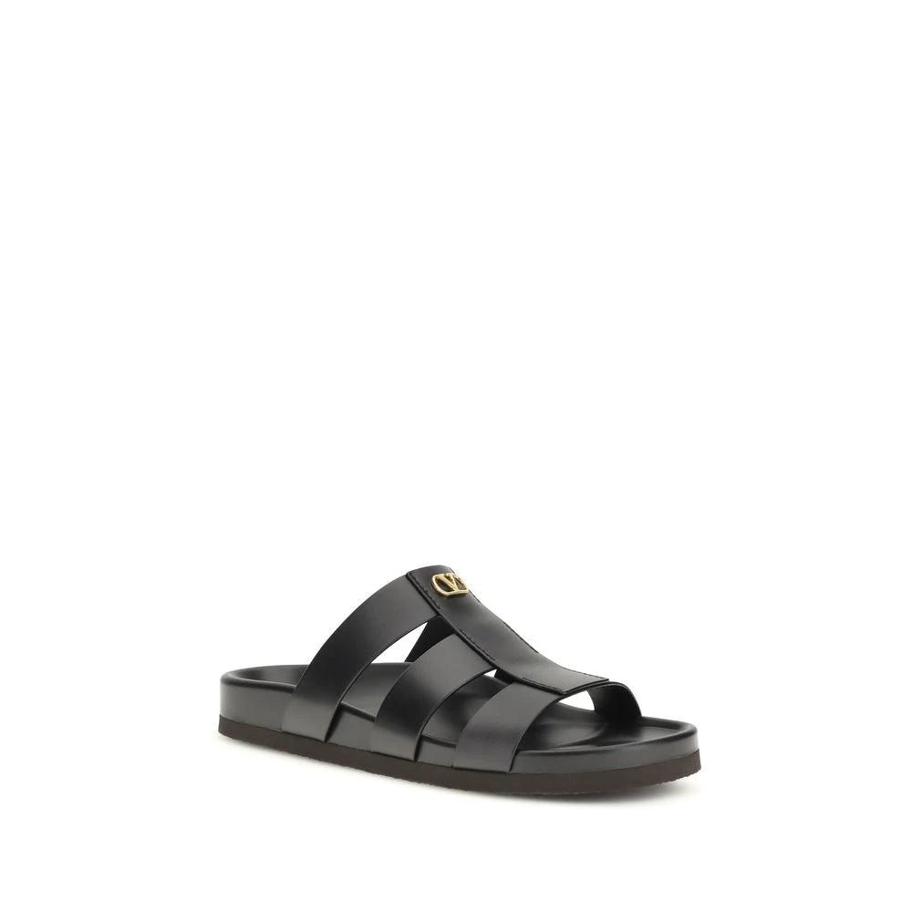 Valentino Garavani Schwarze Bos Taurus Kalbsleder-Sandalen by Valentino Garavani