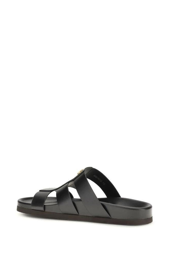 Valentino Garavani Schwarze Bos Taurus Kalbsleder-Sandalen by Valentino Garavani