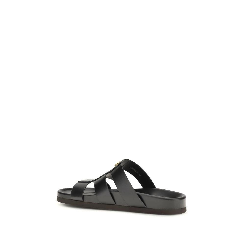Valentino Garavani Schwarze Bos Taurus Kalbsleder-Sandalen by Valentino Garavani