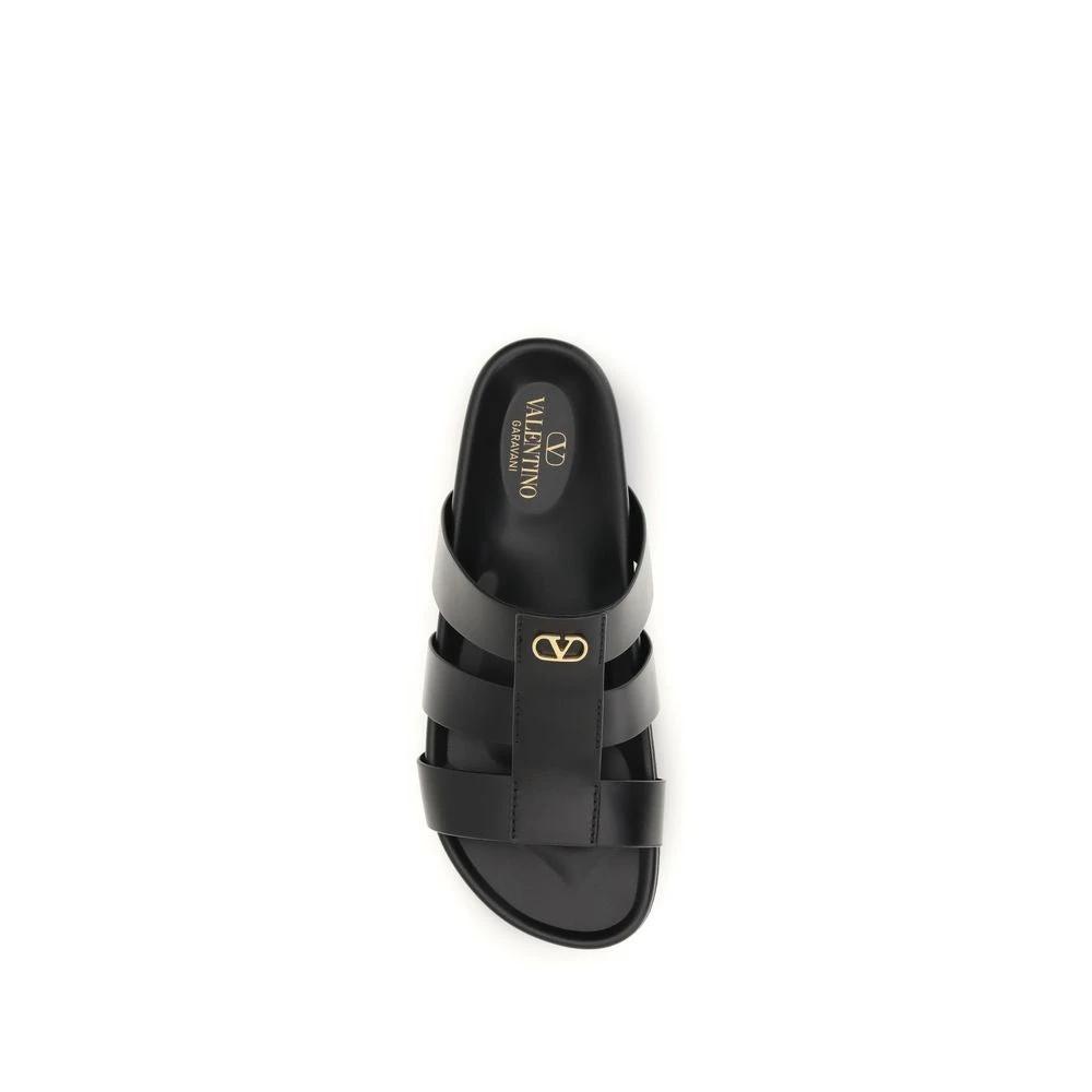 Valentino Garavani Schwarze Bos Taurus Kalbsleder-Sandalen by Valentino Garavani