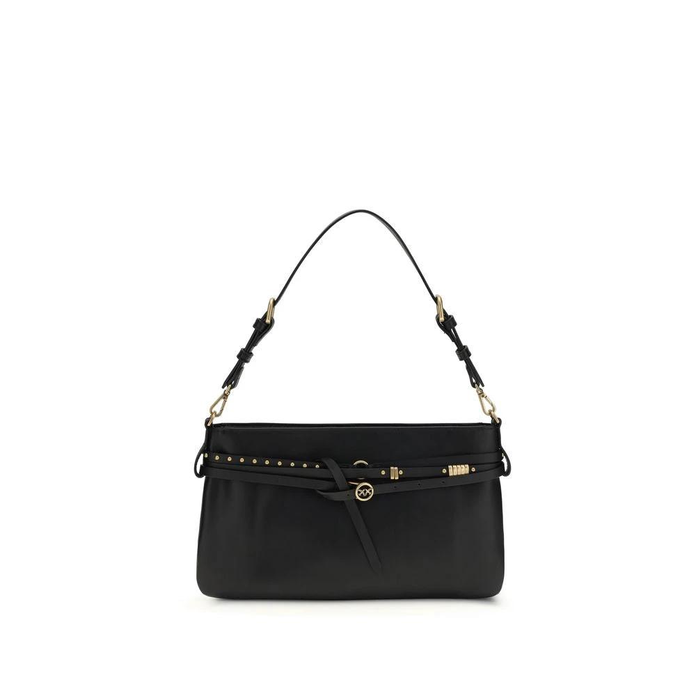 PINKO Schwarze Bos Taurus Kalbsleder Schultertasche by PINKO