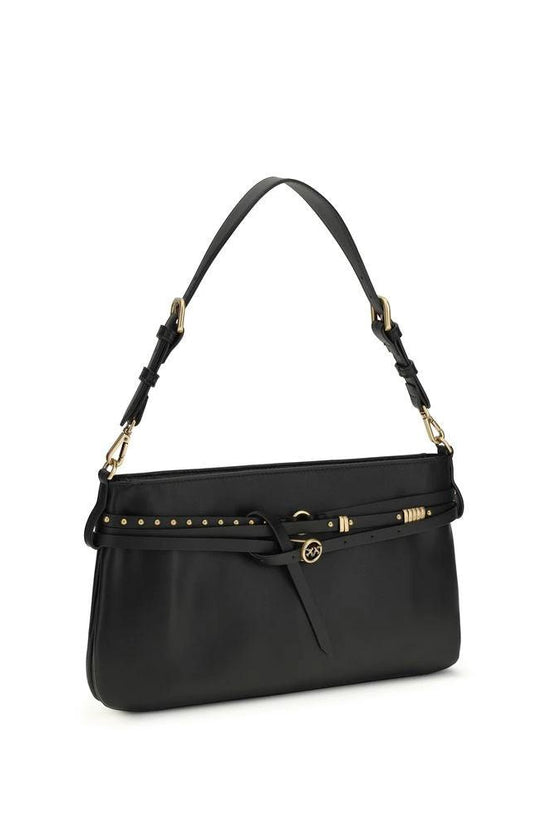 PINKO Schwarze Bos Taurus Kalbsleder Schultertasche by PINKO