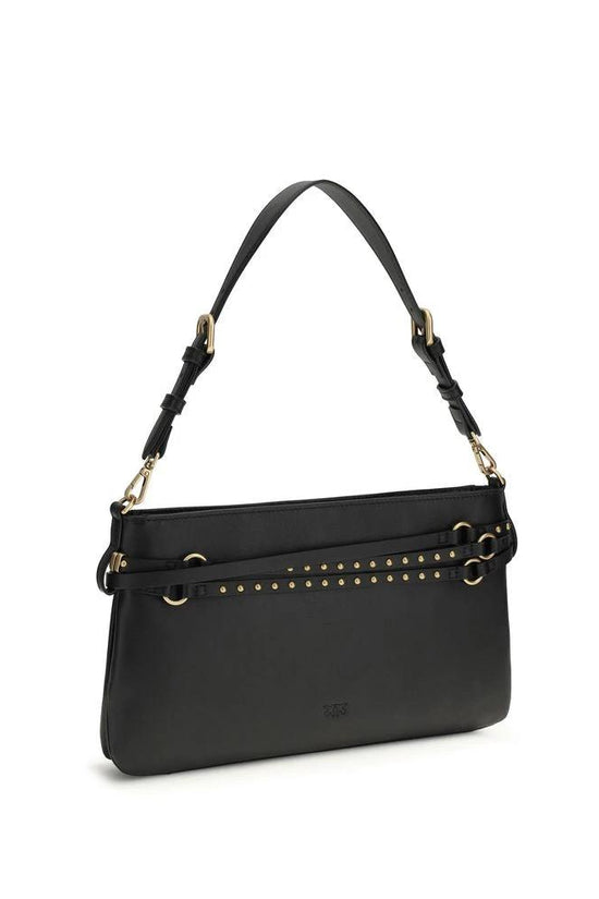 PINKO Schwarze Bos Taurus Kalbsleder Schultertasche by PINKO
