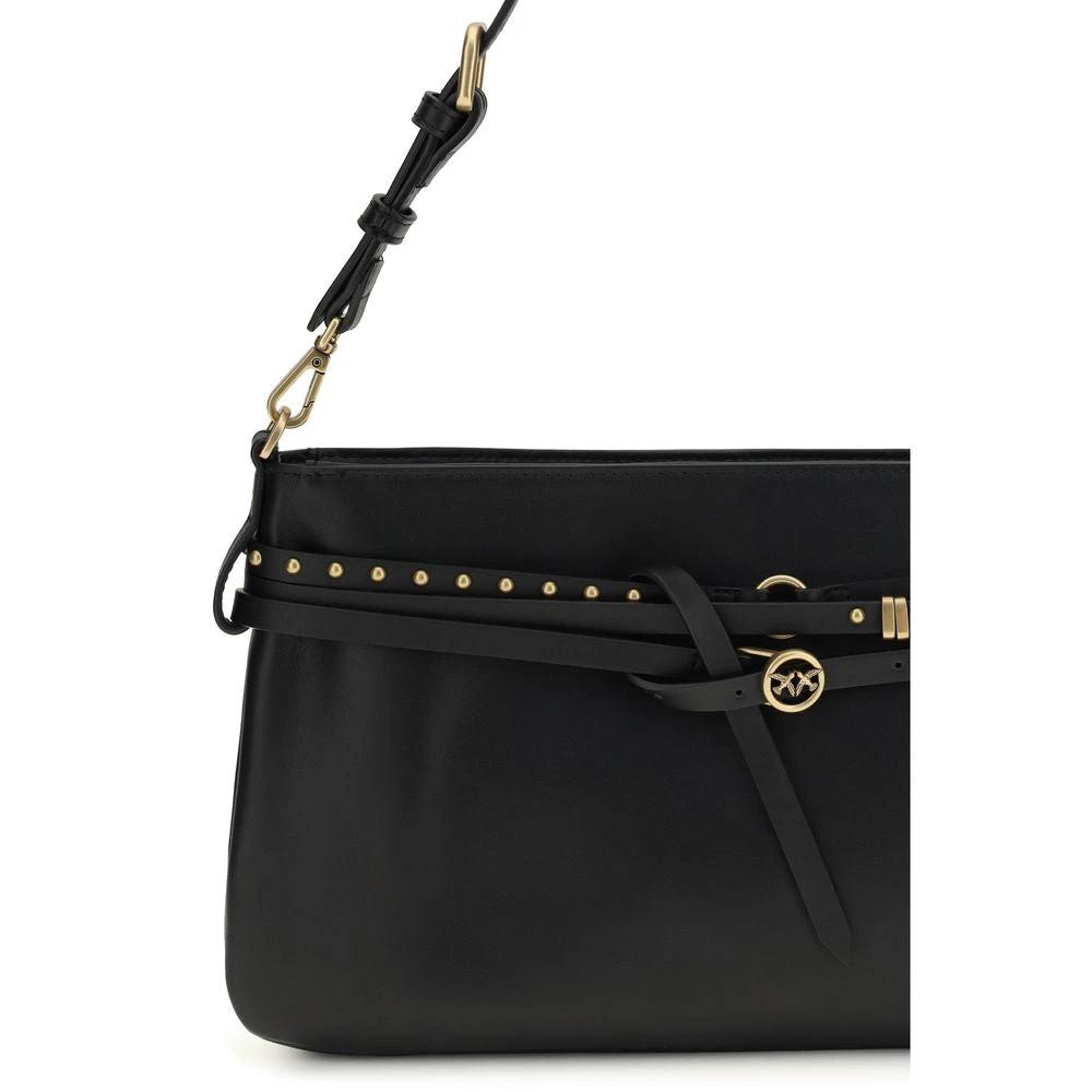PINKO Schwarze Bos Taurus Kalbsleder Schultertasche by PINKO