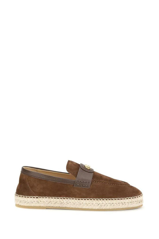 Valentino Garavani Braune Kalbsleder Bos Taurus Espadrilles by Valentino Garavani