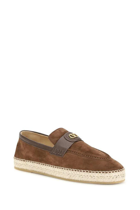 Valentino Garavani Braune Kalbsleder Bos Taurus Espadrilles by Valentino Garavani