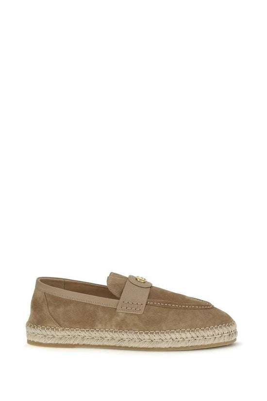 Valentino Garavani Beige Kalbsleder Bos Taurus Espadrilles by Valentino Garavani