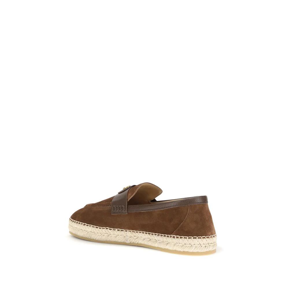 Valentino Garavani Braune Kalbsleder Bos Taurus Espadrilles by Valentino Garavani