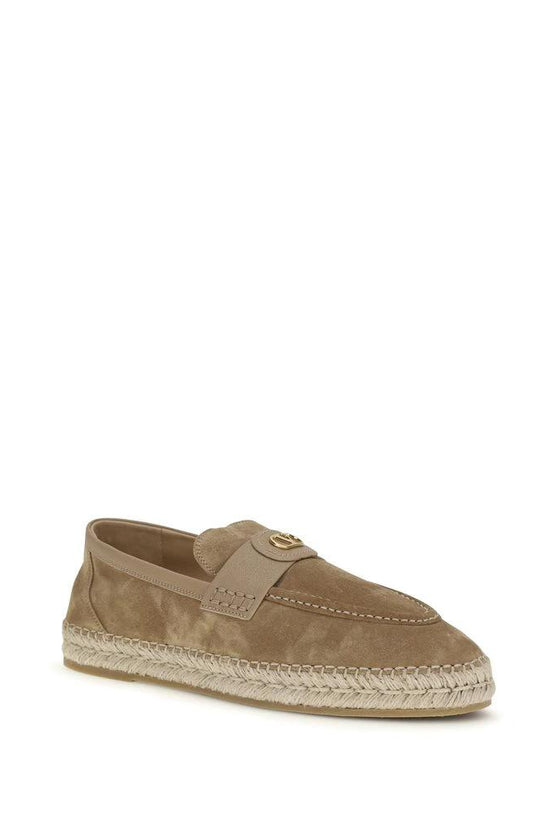 Valentino Garavani Beige Kalbsleder Bos Taurus Espadrilles by Valentino Garavani