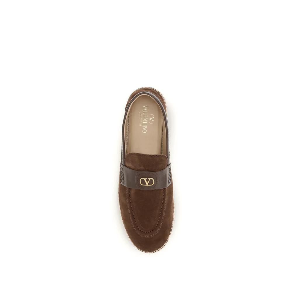 Valentino Garavani Braune Kalbsleder Bos Taurus Espadrilles by Valentino Garavani