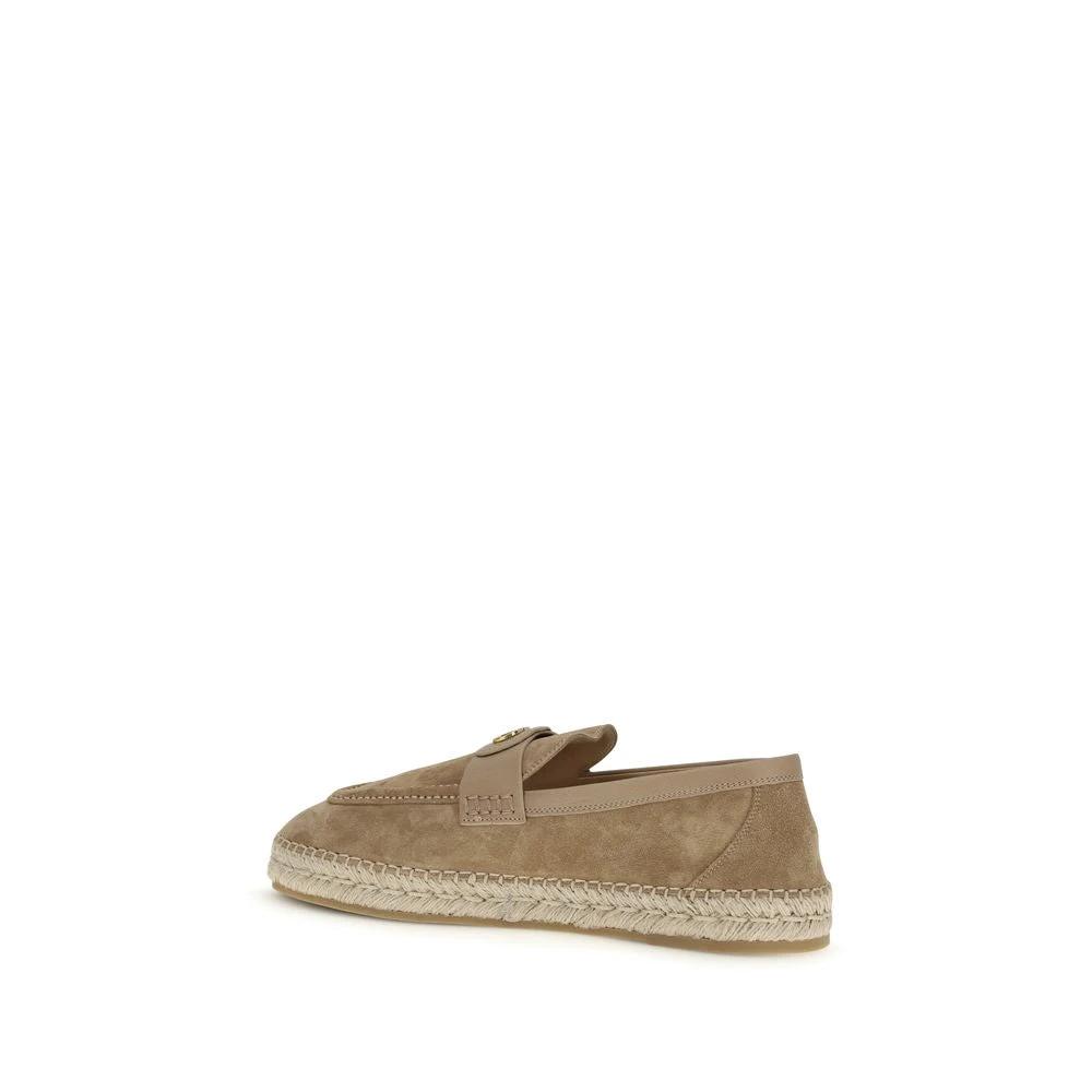 Valentino Garavani Beige Kalbsleder Bos Taurus Espadrilles by Valentino Garavani