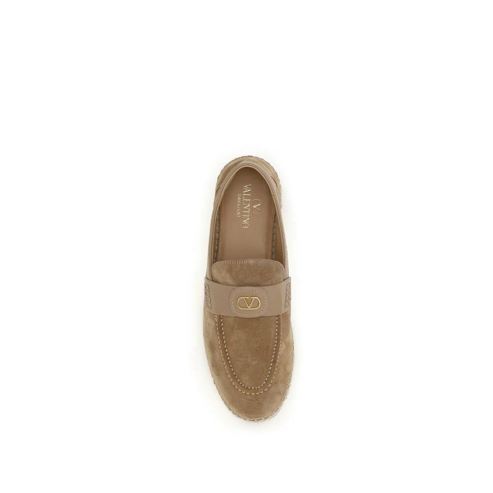 Valentino Garavani Beige Kalbsleder Bos Taurus Espadrilles by Valentino Garavani