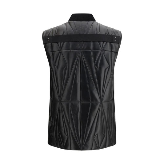 Moncler x Rick Owens Schwarze Lammleder Weste Ovis Aries Aries Ärmellos by Moncler x Rick Owens