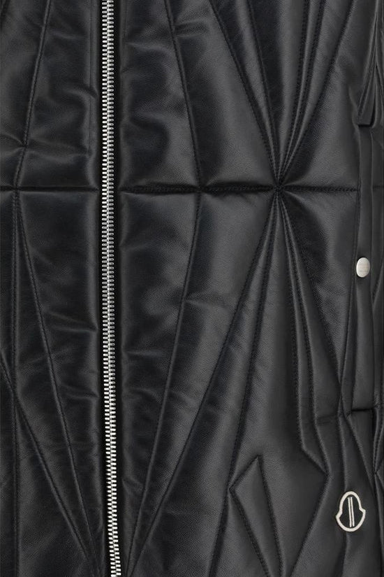 Moncler x Rick Owens Schwarze Lammleder Weste Ovis Aries Aries Ärmellos by Moncler x Rick Owens