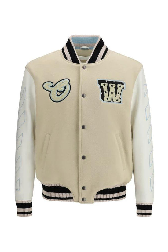 Off-White Beige Wool Bomber by Off-White
