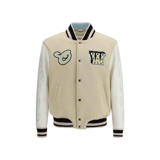 Off-White Beige Wool Bomber by Off-White