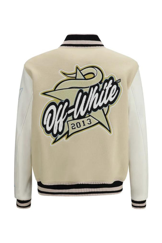 Off-White Beige Wool Bomber by Off-White