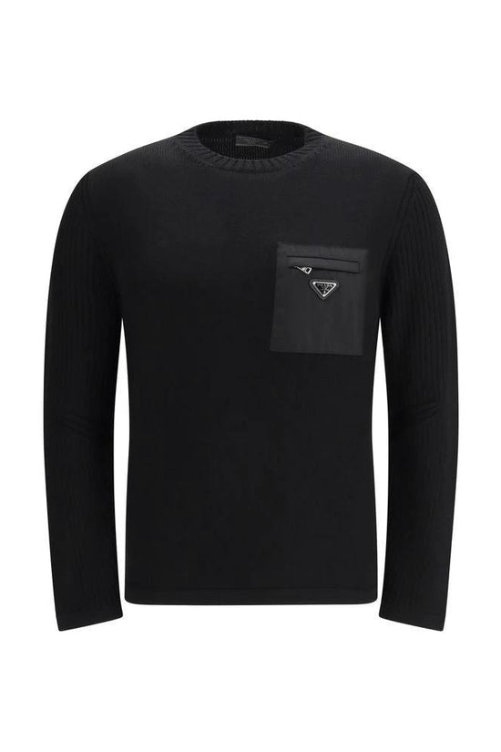 Prada Schwarzer Sweatshirt aus Fleece-Wolle by Prada