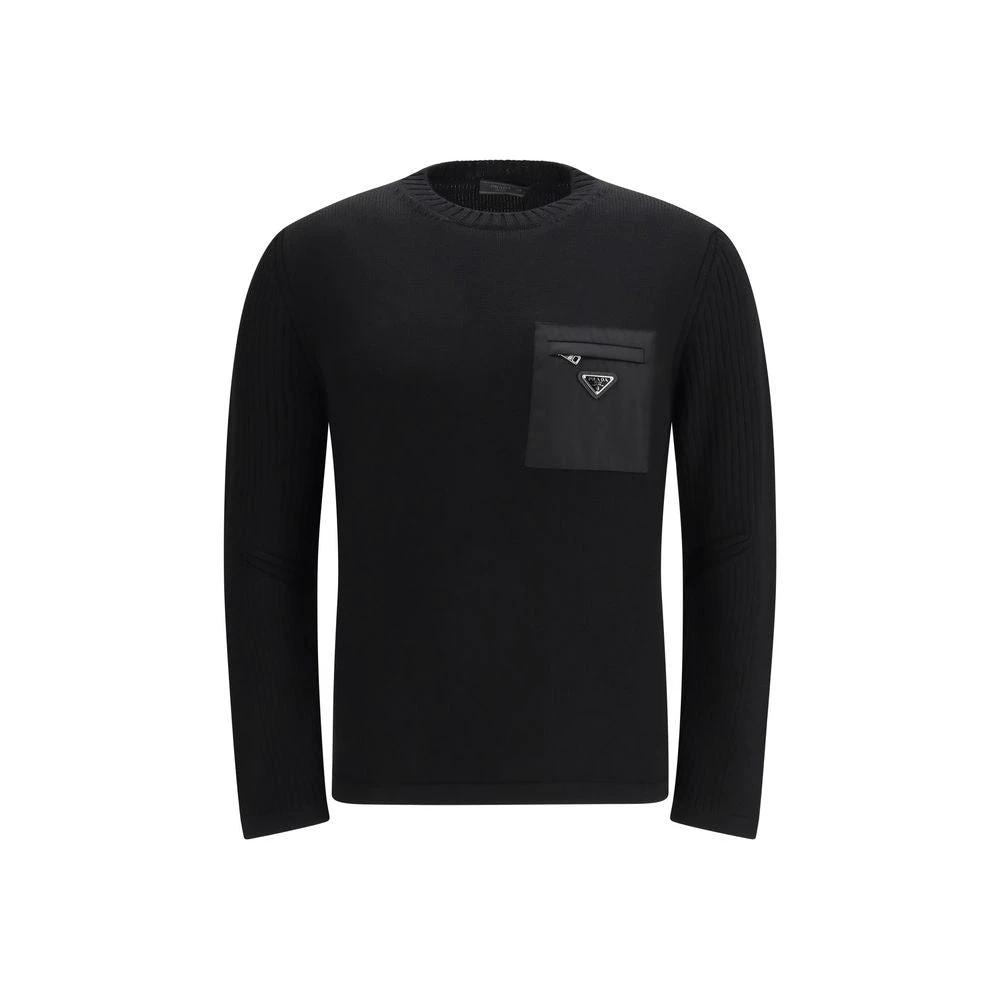 Prada Schwarzer Sweatshirt aus Fleece-Wolle by Prada